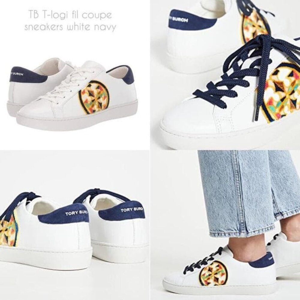 Tory Burch Women's White and Navy Athletic Shoes